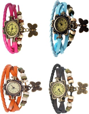 NS18 Vintage Butterfly Rakhi Combo of 4 Pink, Orange, Sky Blue And Black Analog Watch  - For Women   Watches  (NS18)