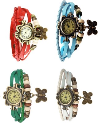 NS18 Vintage Butterfly Rakhi Combo of 4 Red, Green, Sky Blue And White Analog Watch  - For Women   Watches  (NS18)
