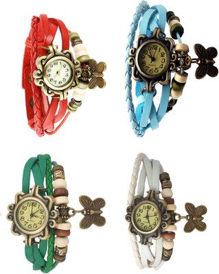 NS18 Vintage Butterfly Rakhi Combo of 4 Red, Green, Sky Blue And White Analog Watch  - For Women   Watches  (NS18)