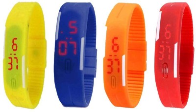 NS18 Silicone Led Magnet Band Watch Combo of 4 Yellow, Blue, Orange And Red Digital Watch  - For Couple   Watches  (NS18)