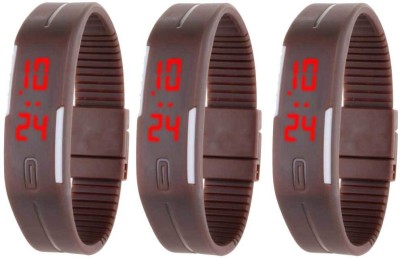 NS18 Silicone Led Magnet Band Combo of 3 Brown Digital Watch  - For Boys & Girls   Watches  (NS18)