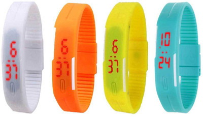 

Kissu Led Magnet Band Combo of 4 White, Orange, Yellow And Sky Blue Watch - For Men & Women