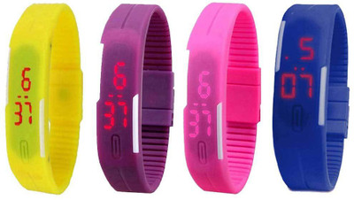 

Kissu Led Magnet Band Combo of 4 Yellow, Purple, Pink And Blue Watch - For Men & Women
