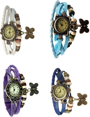 NS18 Vintage Butterfly Rakhi Combo of 4 White, Purple, Sky Blue And Blue Analog Watch  - For Women   Watches  (NS18)
