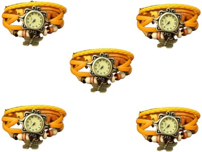 NS18 Vintage Butterfly Rakhi Combo of 5 Yellow Analog Watch  - For Women   Watches  (NS18)