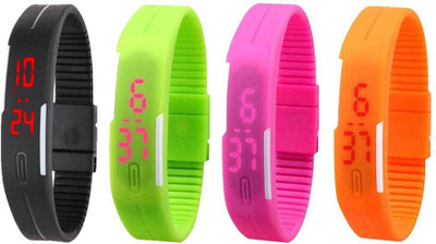 

Kissu Led Magnet Band Combo of 4 Black, Green, Pink And Orange Watch - For Men & Women