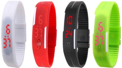NS18 Silicone Led Magnet Band Combo of 4 White, Red, Black And Green Digital Watch  - For Boys & Girls   Watches  (NS18)