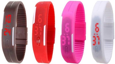 NS18 Silicone Led Magnet Band Combo of 4 Brown, Red, Pink And White Digital Watch  - For Boys & Girls   Watches  (NS18)