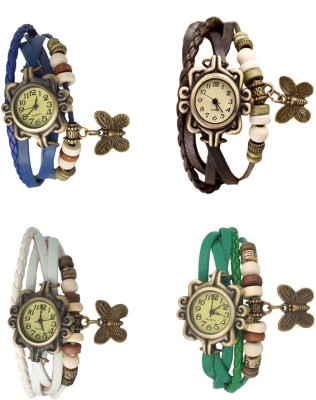 NS18 Vintage Butterfly Rakhi Combo of 4 Blue, White, Brown And Green Analog Watch  - For Women   Watches  (NS18)