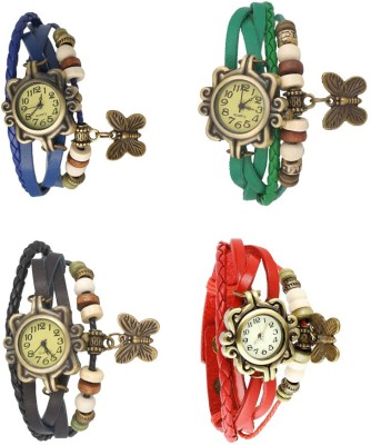 NS18 Vintage Butterfly Rakhi Combo of 4 Blue, Black, Green And Red Analog Watch  - For Women   Watches  (NS18)