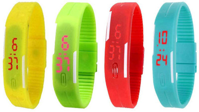 

Kissu Led Magnet Band Combo of 4 Yellow, Green, Red And Sky Blue Watch - For Men & Women