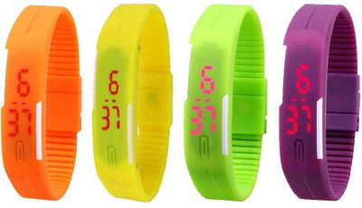 

Kissu Led Magnet Band Combo of 4 Orange, Yellow, Green And Purple Watch - For Men & Women