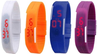 NS18 Silicone Led Magnet Band Watch Combo of 4 White, Orange, Blue And Purple Digital Watch  - For Couple   Watches  (NS18)