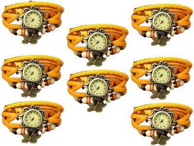NS18 Vintage Butterfly Rakhi Combo of 8 Yellow Analog Watch  - For Women   Watches  (NS18)