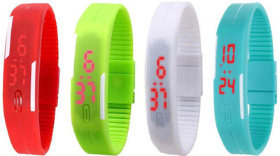 

Kissu Led Magnet Band Combo of 4 Red, Green, White And Sky Blue Watch - For Men & Women
