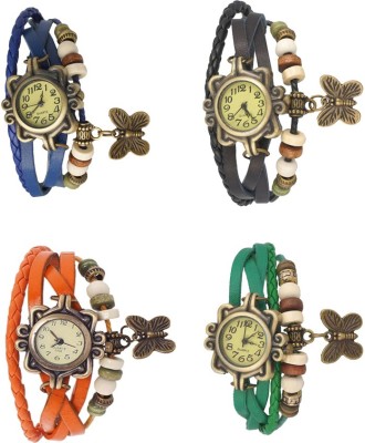 NS18 Vintage Butterfly Rakhi Combo of 4 Blue, Orange, Black And Green Analog Watch  - For Women   Watches  (NS18)