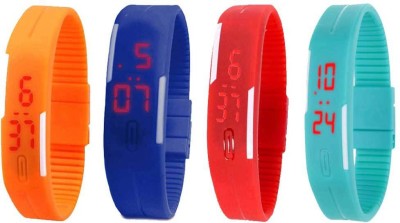 NS18 Silicone Led Magnet Band Watch Combo of 4 Orange, Blue, Red And Sky Blue Digital Watch  - For Couple   Watches  (NS18)