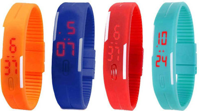 NS18 Silicone Led Magnet Band Watch Combo of 4 Orange, Blue, Red And Sky Blue Digital Watch  - For Couple   Watches  (NS18)