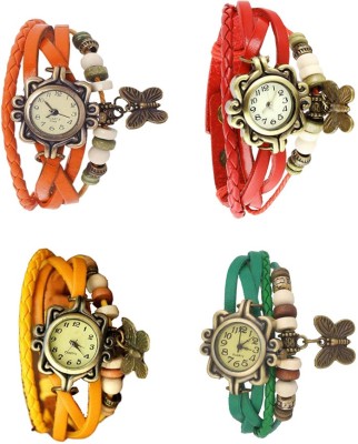 NS18 Vintage Butterfly Rakhi Combo of 4 Orange, Yellow, Red And Green Analog Watch  - For Women   Watches  (NS18)
