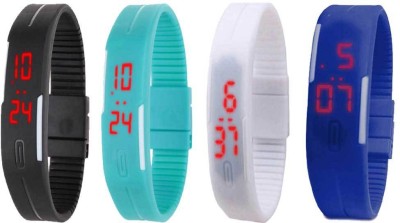 NS18 Silicone Led Magnet Band Combo of 4 Black, Sky Blue, White And Blue Digital Watch  - For Boys & Girls   Watches  (NS18)