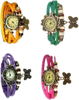 

Kissu Vintage Rakhi Combo of 4 Yellow, Purple, Green And Pink Watch - For Women