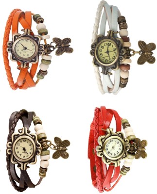 NS18 Vintage Butterfly Rakhi Combo of 4 Orange, Brown, White And Red Analog Watch  - For Women   Watches  (NS18)