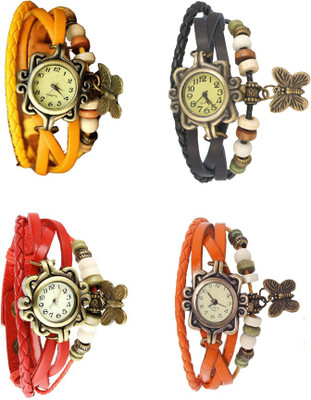 

Kissu Vintage Rakhi Combo of 4 Yellow, Red, Black And Orange Watch - For Women
