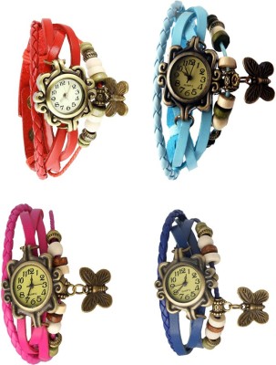 NS18 Vintage Butterfly Rakhi Combo of 4 Red, Pink, Sky Blue And Blue Analog Watch  - For Women   Watches  (NS18)