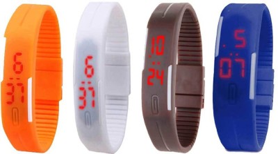 NS18 Silicone Led Magnet Band Combo of 4 Orange, White, Brown And Blue Digital Watch  - For Boys & Girls   Watches  (NS18)