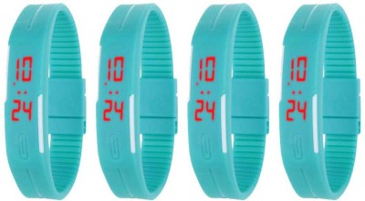 NS18 Silicone Led Magnet Band Watch Combo of 4 Sky Blue Digital Watch  - For Couple   Watches  (NS18)