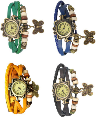 

NS18 Vintage Butterfly Rakhi Combo of 4 Green, Yellow, Blue And Black Watch - For Women