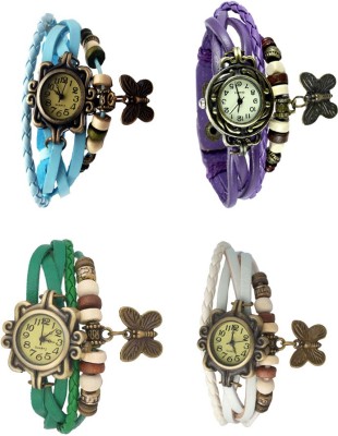 NS18 Vintage Butterfly Rakhi Combo of 4 Sky Blue, Green, Purple And White Analog Watch  - For Women   Watches  (NS18)