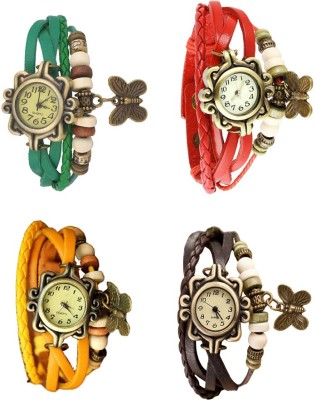 NS18 Vintage Butterfly Rakhi Combo of 4 Green, Yellow, Red And Brown Analog Watch  - For Women   Watches  (NS18)