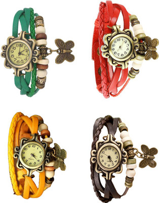 

Kissu Vintage Rakhi Combo of 4 Green, Yellow, Red And Brown Watch - For Women