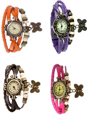 NS18 Vintage Butterfly Rakhi Combo of 4 Orange, Brown, Purple And Pink Analog Watch  - For Women   Watches  (NS18)
