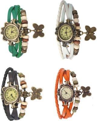 NS18 Vintage Butterfly Rakhi Combo of 4 Green, Black, White And Orange Analog Watch  - For Women   Watches  (NS18)