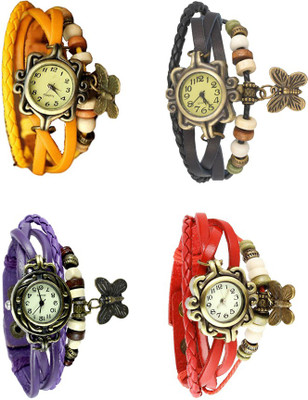 

Kissu Vintage Rakhi Combo of 4 Yellow, Purple, Black And Red Watch - For Women