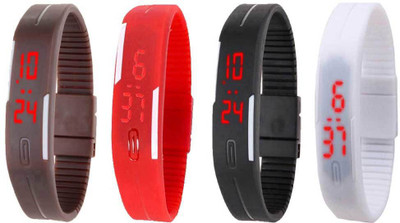 

Kissu Led Magnet Band Combo of 4 Brown, Red, Black And White Watch - For Men & Women