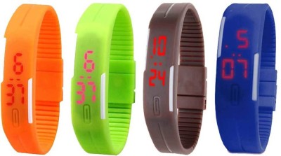 NS18 Silicone Led Magnet Band Combo of 4 Orange, Green, Brown And Blue Digital Watch  - For Boys & Girls   Watches  (NS18)