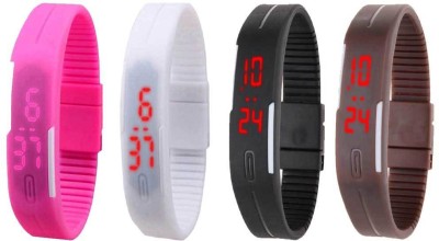 NS18 Silicone Led Magnet Band Combo of 4 Pink, White, Black And Brown Digital Watch  - For Boys & Girls   Watches  (NS18)