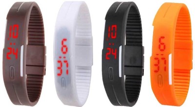 NS18 Silicone Led Magnet Band Combo of 4 Brown, White, Black And Orange Digital Watch  - For Boys & Girls   Watches  (NS18)