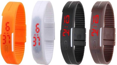 NS18 Silicone Led Magnet Band Combo of 4 Orange, White, Black And Brown Digital Watch  - For Boys & Girls   Watches  (NS18)