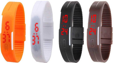 

Kissu Led Magnet Band Combo of 4 Orange, White, Black And Brown Watch - For Men & Women