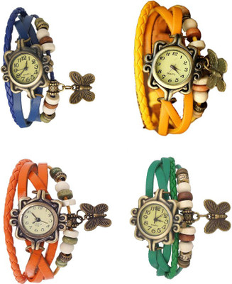 

NS18 Vintage Butterfly Rakhi Combo of 4 Blue, Orange, Yellow And Green Watch - For Women