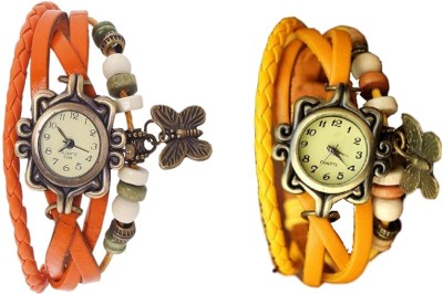 NS18 Vintage Butterfly Rakhi Watch Combo of 2 Orange And Yellow Analog Watch  - For Women   Watches  (NS18)