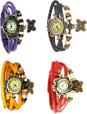 

Kissu Vintage Rakhi Combo of 4 Purple, Yellow, Black And Red Watch - For Women
