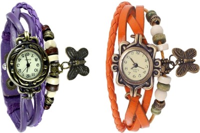 NS18 Vintage Butterfly Rakhi Watch Combo of 2 Purple And Orange Analog Watch  - For Women   Watches  (NS18)