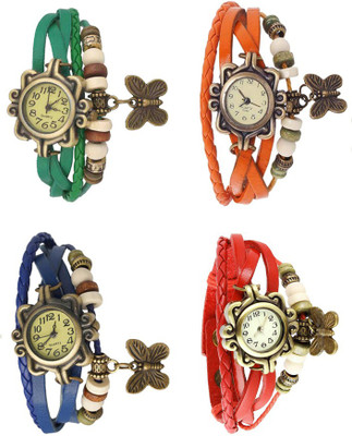 

Kissu Vintage Rakhi Combo of 4 Green, Blue, Orange And Red Watch - For Women