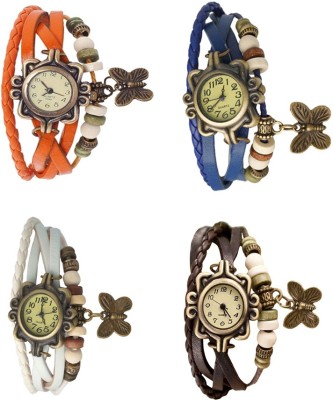 NS18 Vintage Butterfly Rakhi Combo of 4 Orange, White, Blue And Brown Analog Watch  - For Women   Watches  (NS18)