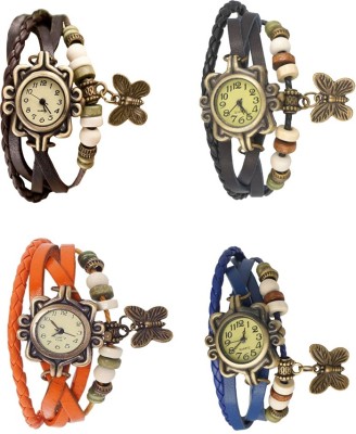 NS18 Vintage Butterfly Rakhi Combo of 4 Brown, Orange, Black And Blue Analog Watch  - For Women   Watches  (NS18)